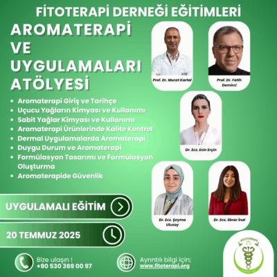 AROMATERAPİ VE UYGULAMALARI ATÖLYESİ 20 TEMMUZ 2025 (YÜZ YÜZE EĞİTİM)